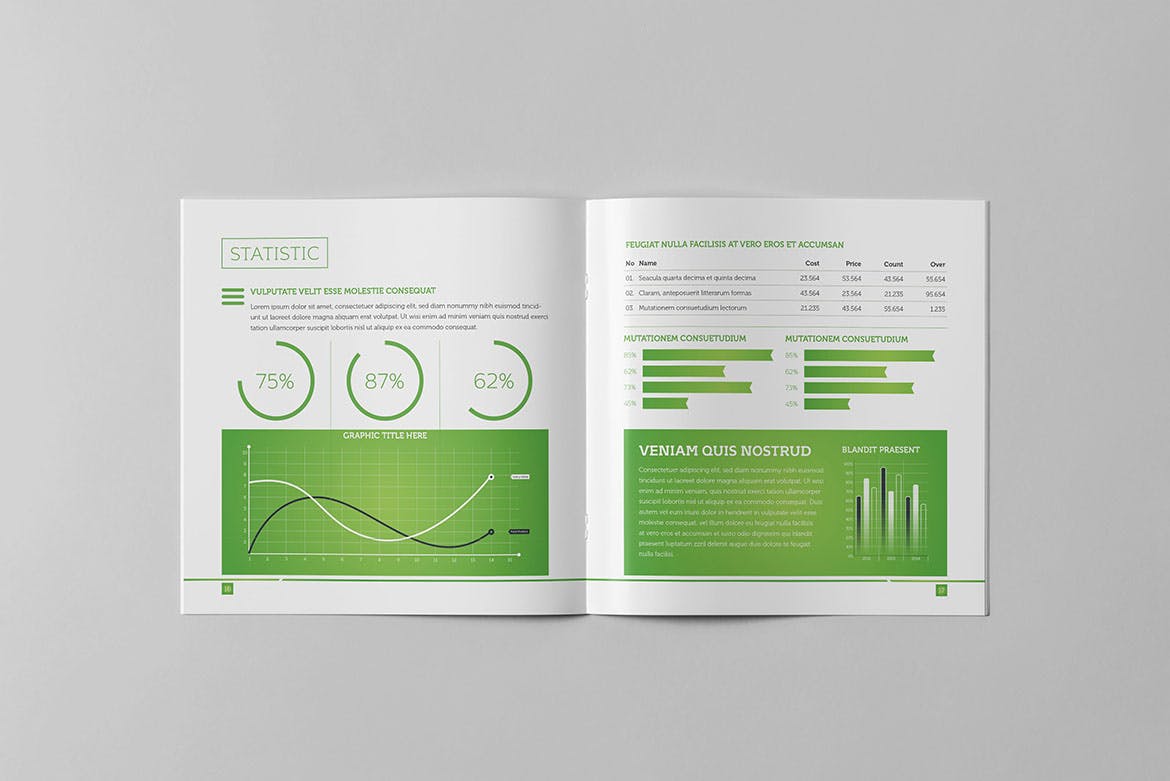 企业宣传精装画册版式设计INDD模板下载 Light Business Square Brochure插图(10)