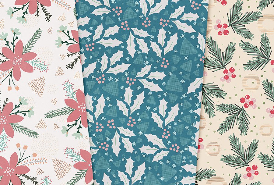 手绘节日元素图案纹理集 Hand drawn seamless holiday papers插图(1)