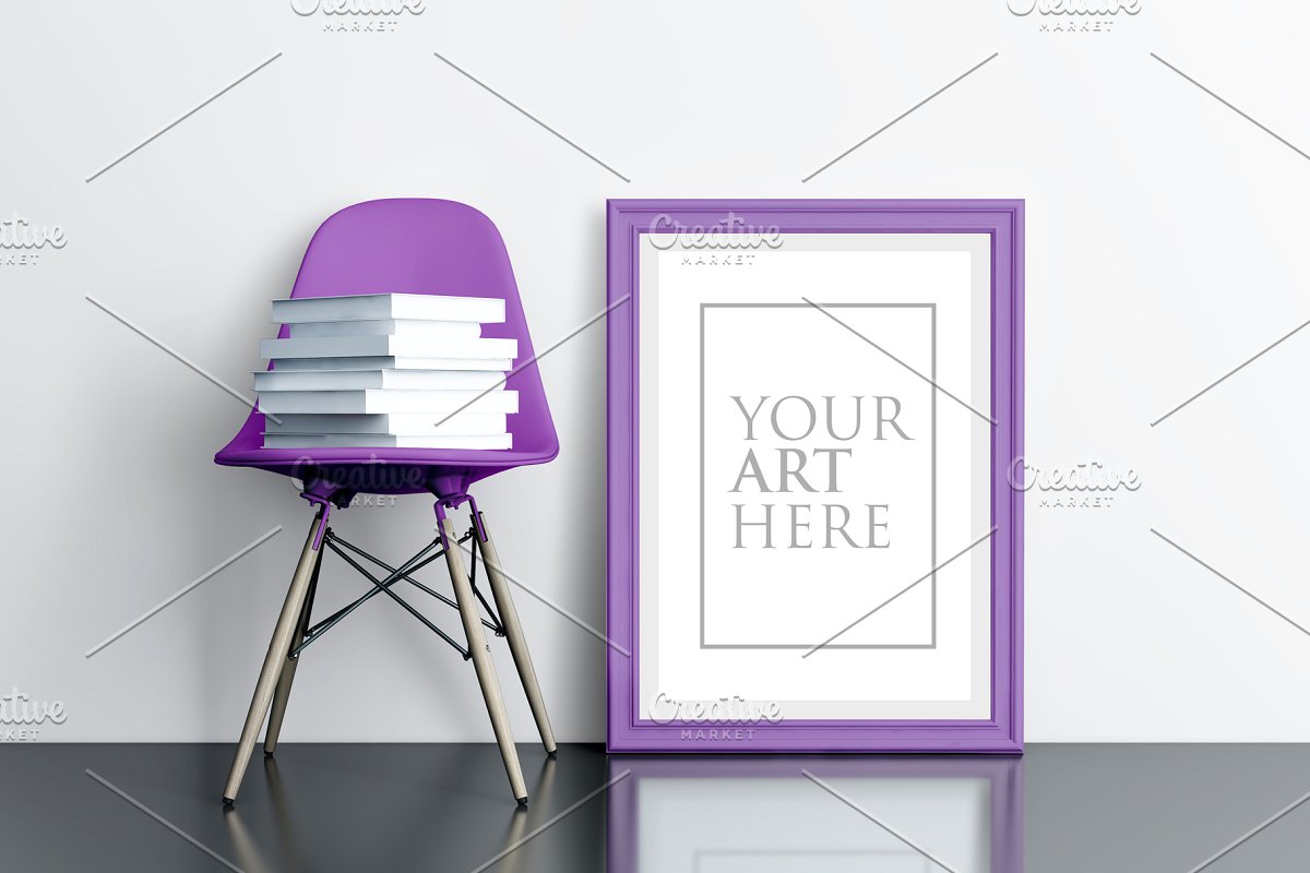 多彩的画框&椅子场景样机展示模板插图(5)
