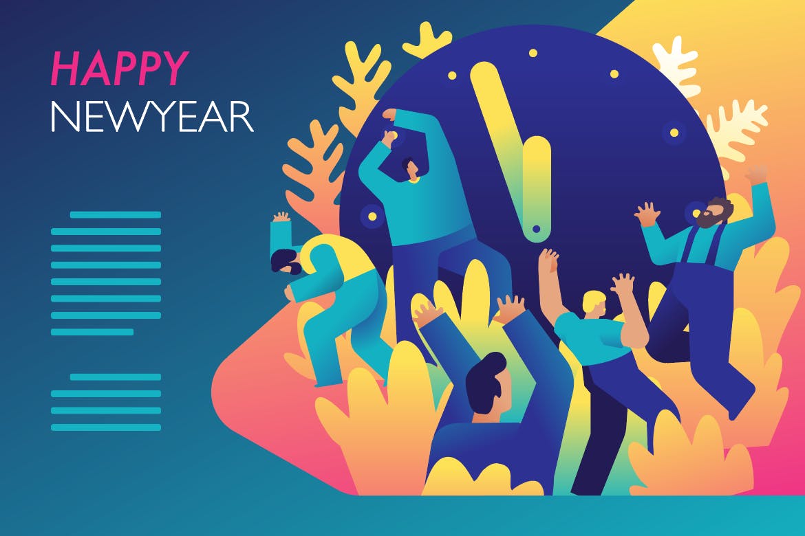 新年晚会倒计时矢量插画素材v2 New Year party countdown插图