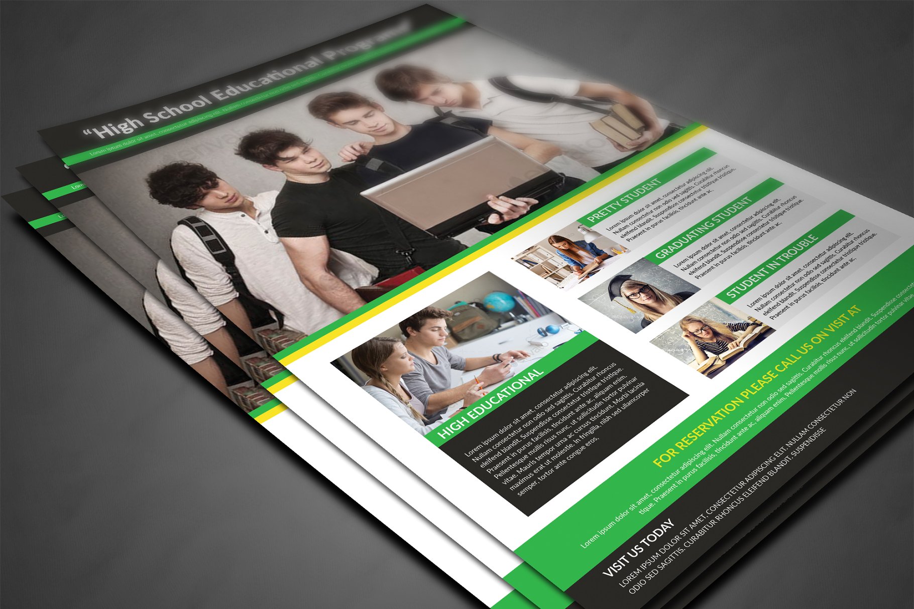 开学季教育机构单张印刷传单模板 High School Flyer Templates插图(2)