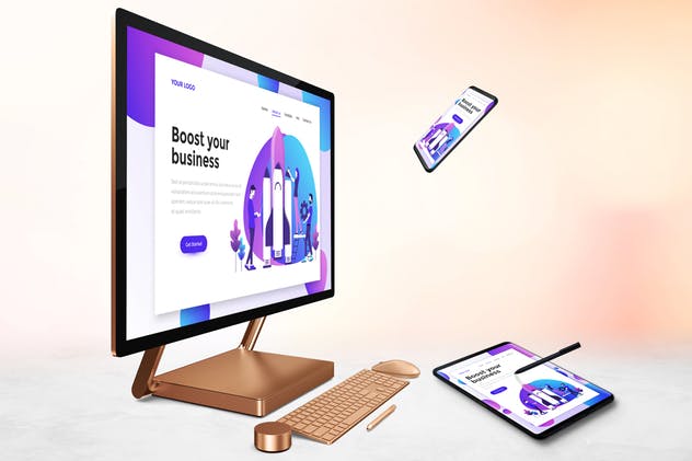 跨平台设计项目展示样机合集 Responsive Screens Mockup插图(6)