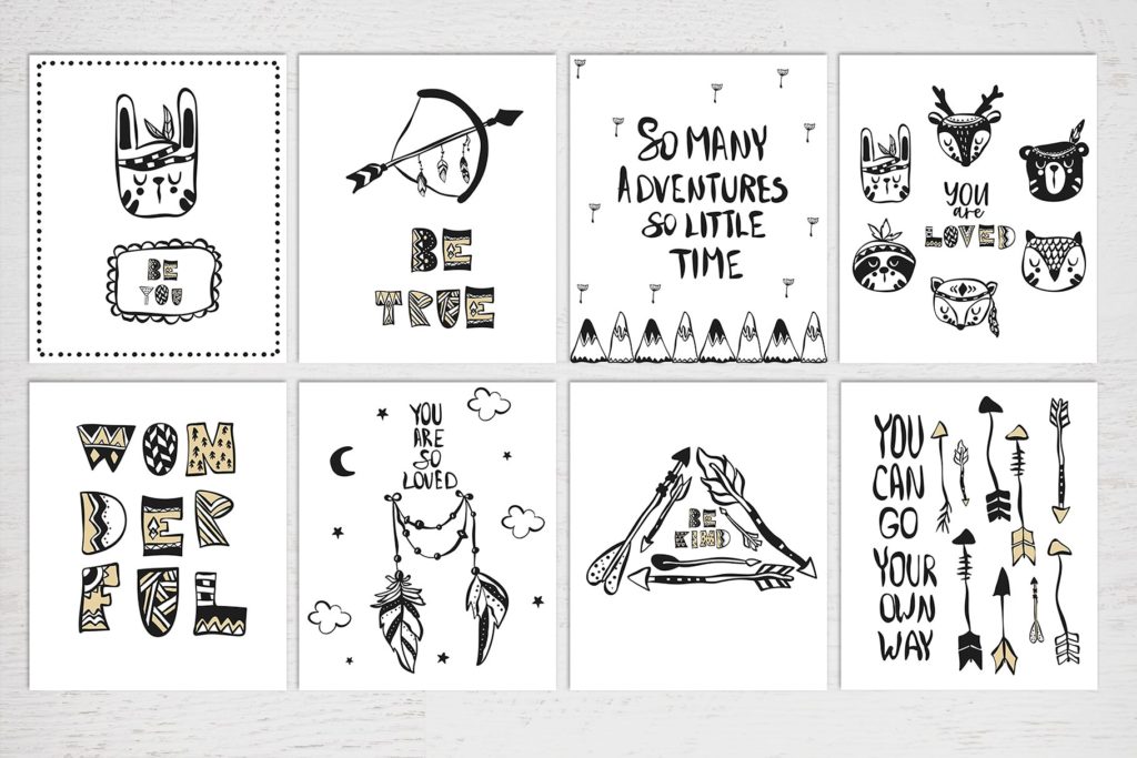 可爱的手绘部落动物无缝背景素材下载[eps,ai,svg,png]插图(1)