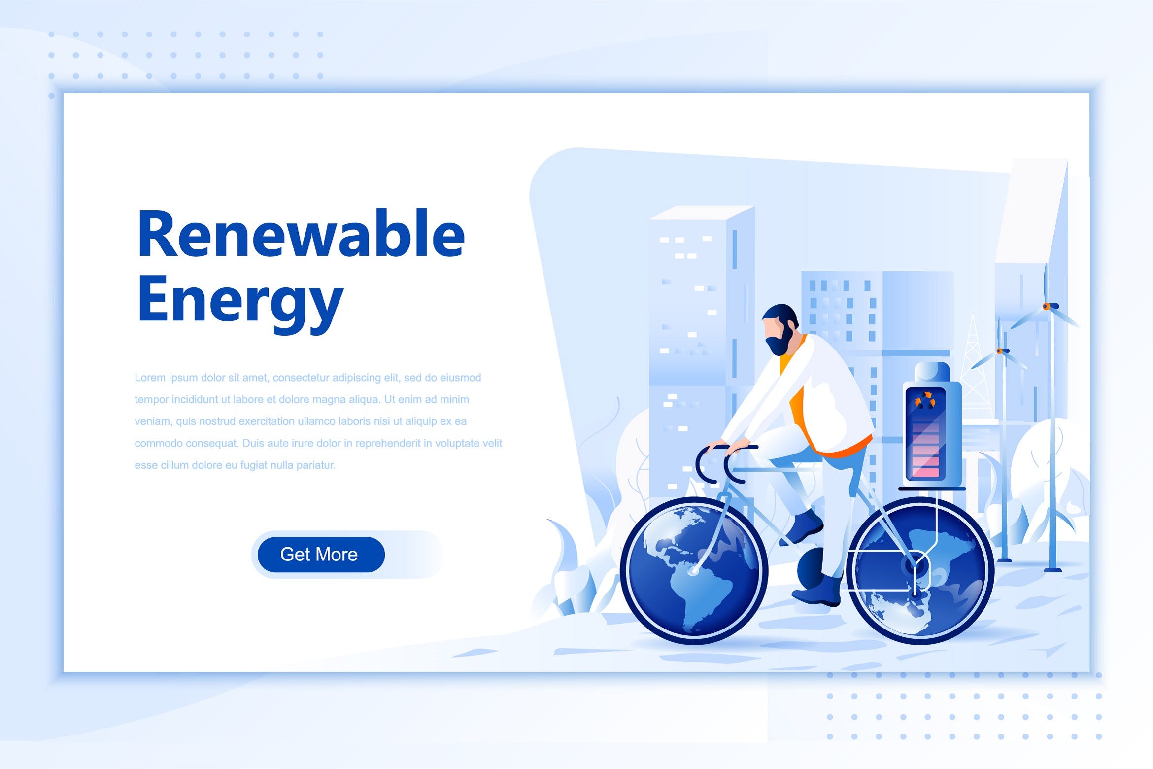 可再生能源主题网站设计矢量插画素材 Renewable Energy Flat Landing Page Header插图
