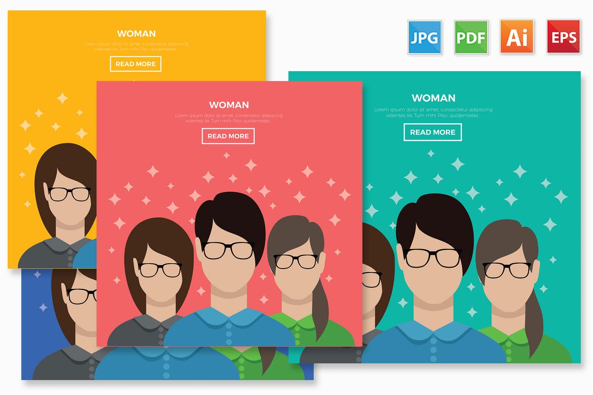 女性形象卡通矢量插画设计素材 Woman design插图