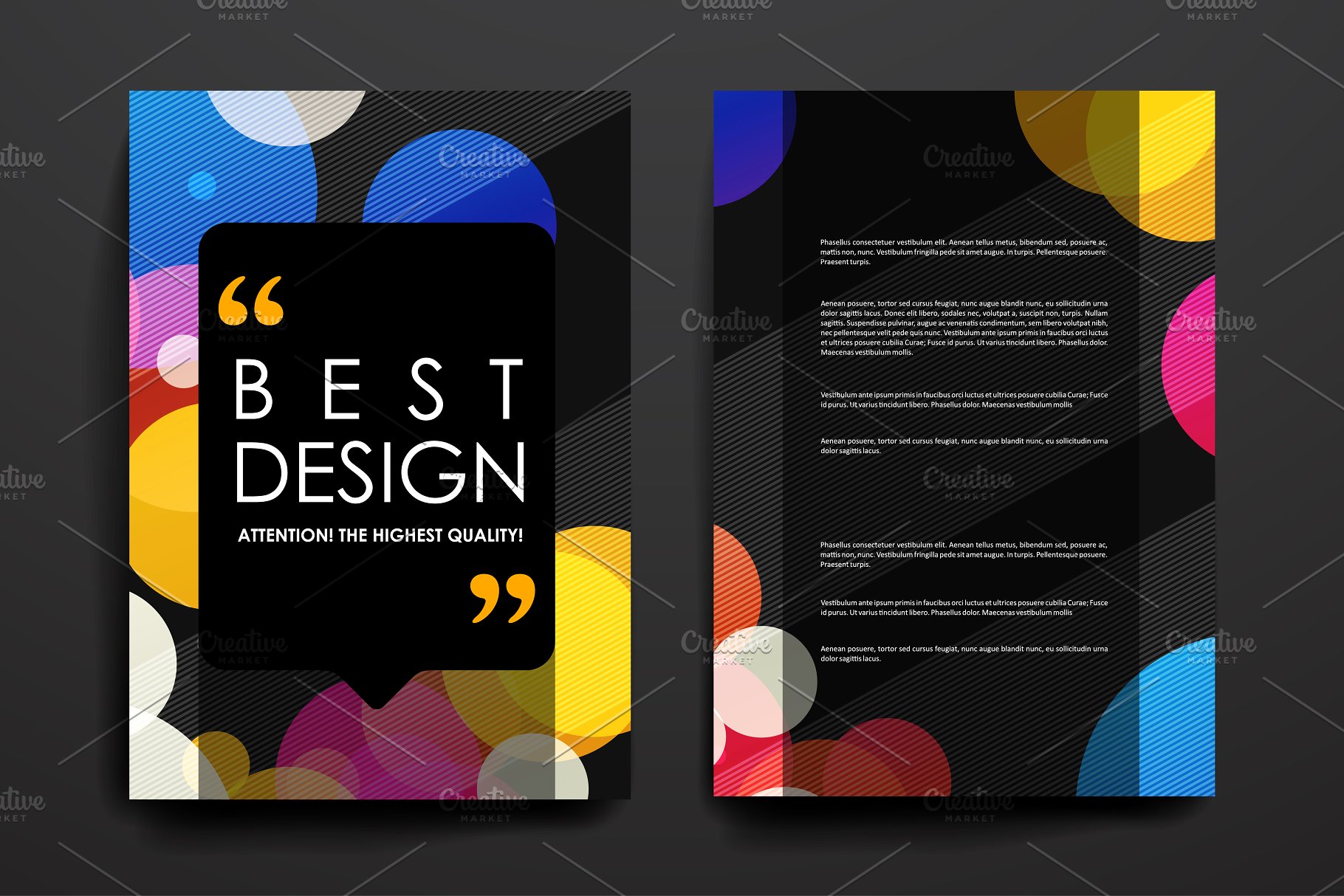 简约黑色底色背景抽象图形小册子模板 Abstract Brochures插图(5)