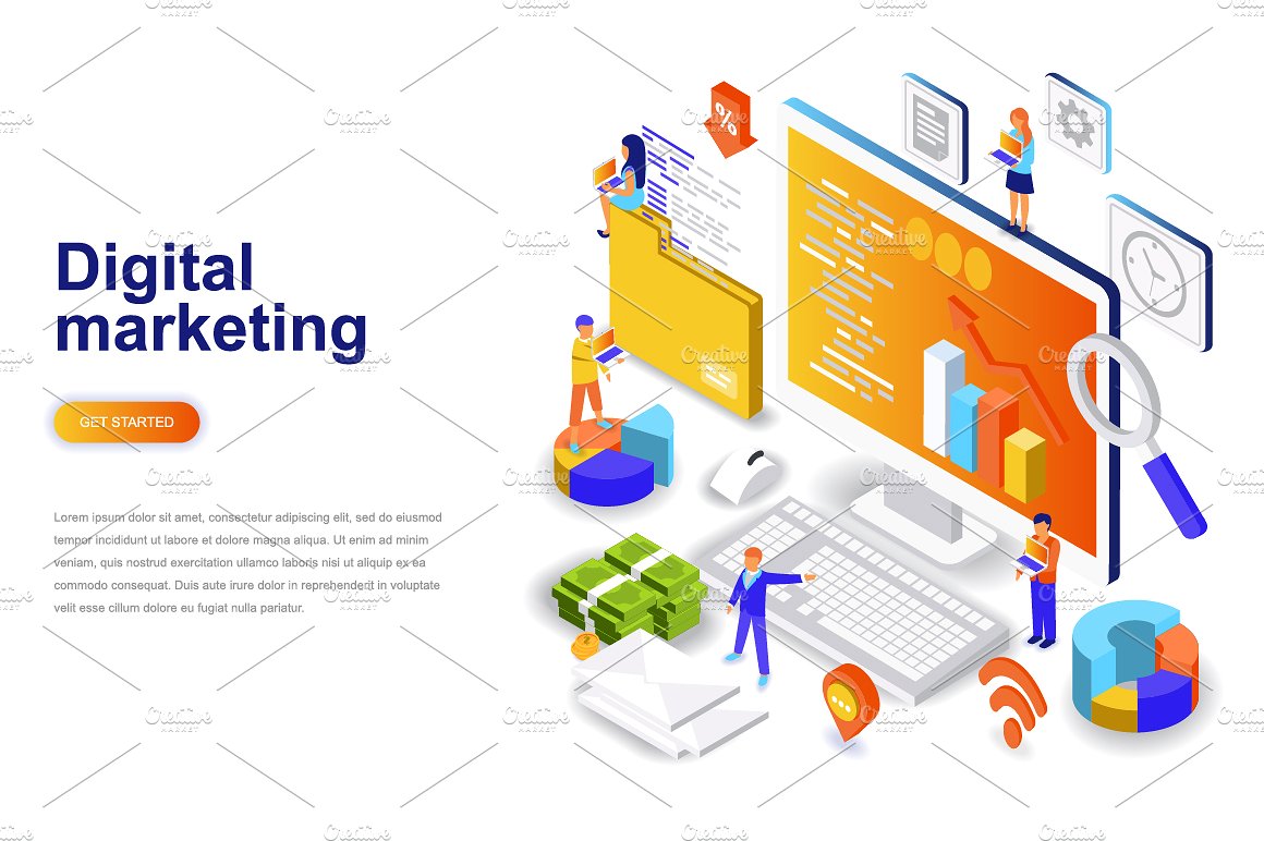 等距概念扁平风网站着陆页设计插画模板合集 Isometric Concept Flat Design插图(9)