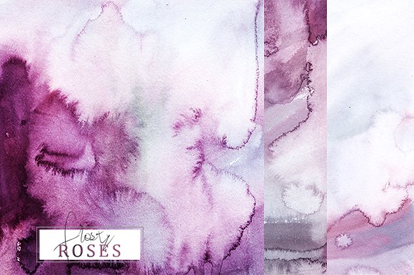 霜白玫瑰花水彩画设计素材 Frosty Roses Watercolor Flowers Set插图(27)
