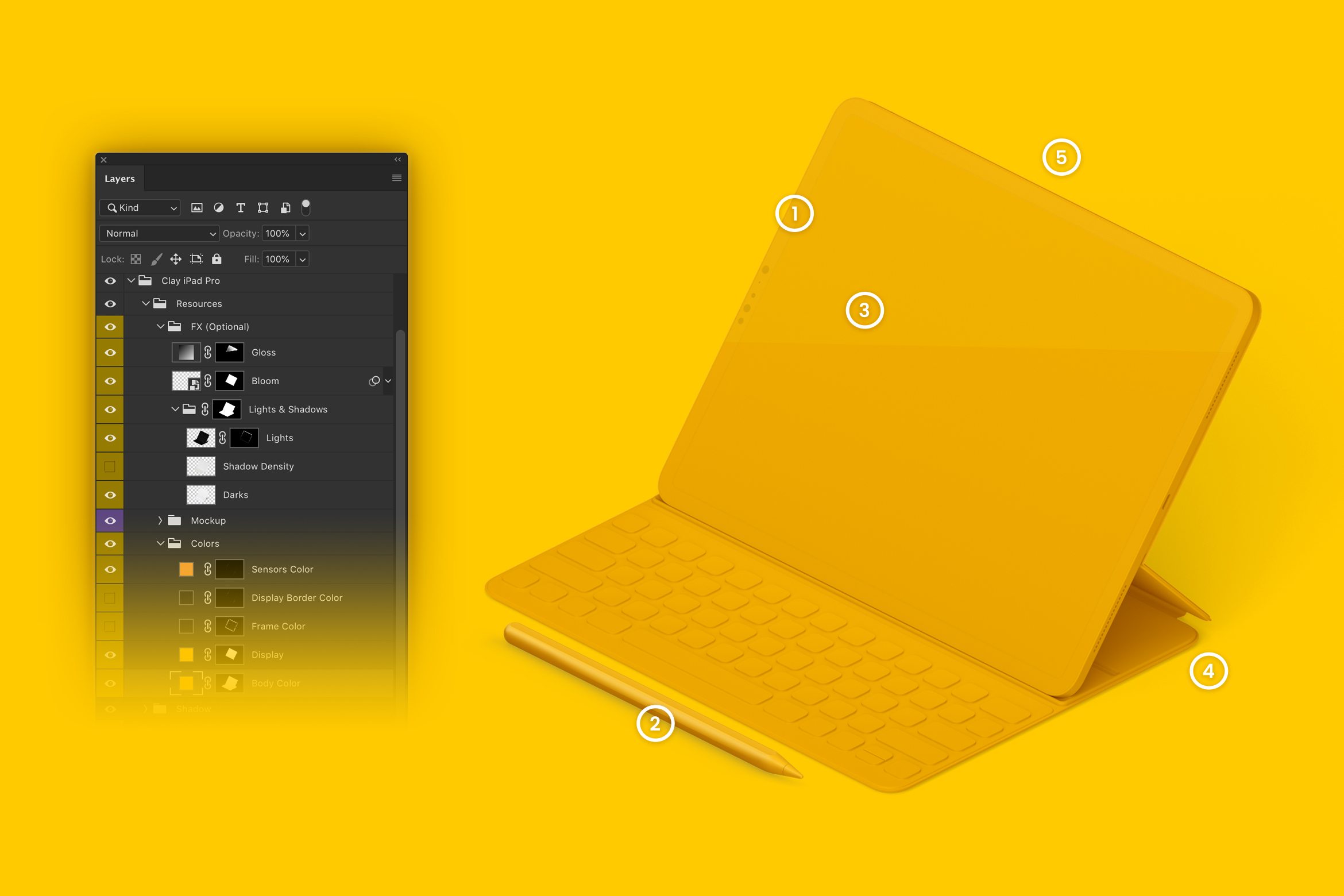 12.9寸带键盘iPad Pro平板电脑等距右视图样机 Clay iPad Pro 12.9” Mockup, Isometric Right View With Keyboard插图(5)