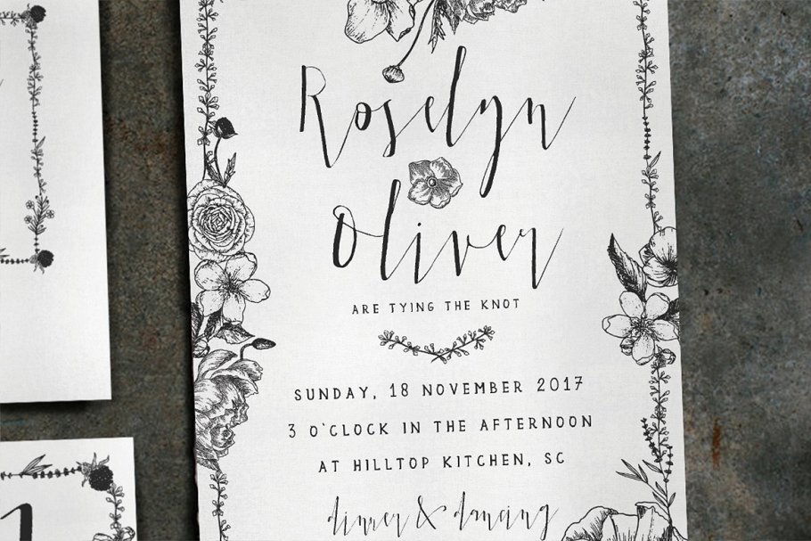 优雅花卉婚礼邀请函设计模板 Elegant Flower Wedding Suite插图(3)