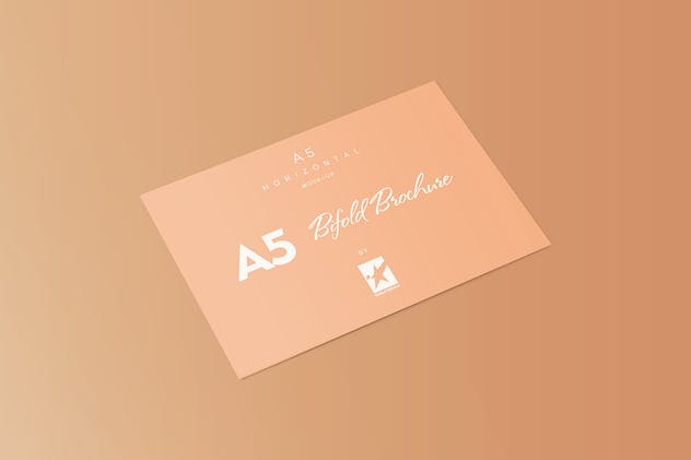 A5尺寸规格宣传册设计平铺视觉样机模板 Bi-Fold A5 Horizontal Brochure Mock-Ups Vol.1插图(15)