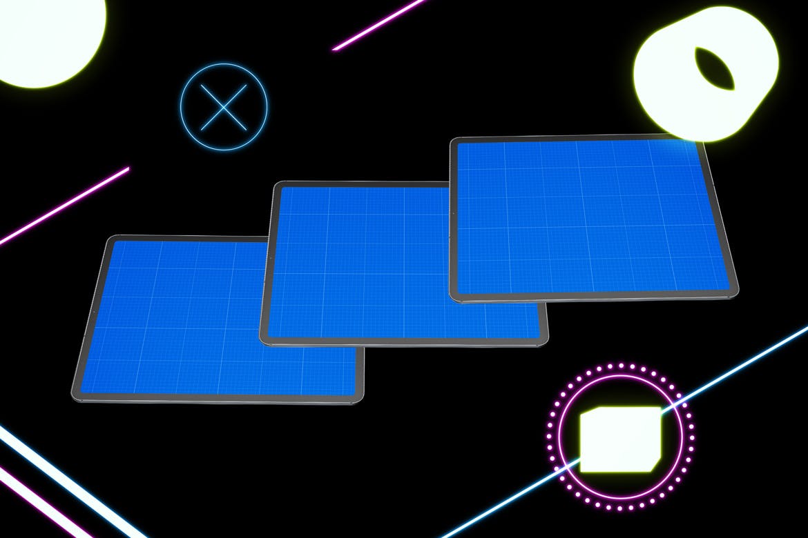 iPad Pro第三方设计屏幕预览样机模板 Neon iPad Pro Mockup插图(10)