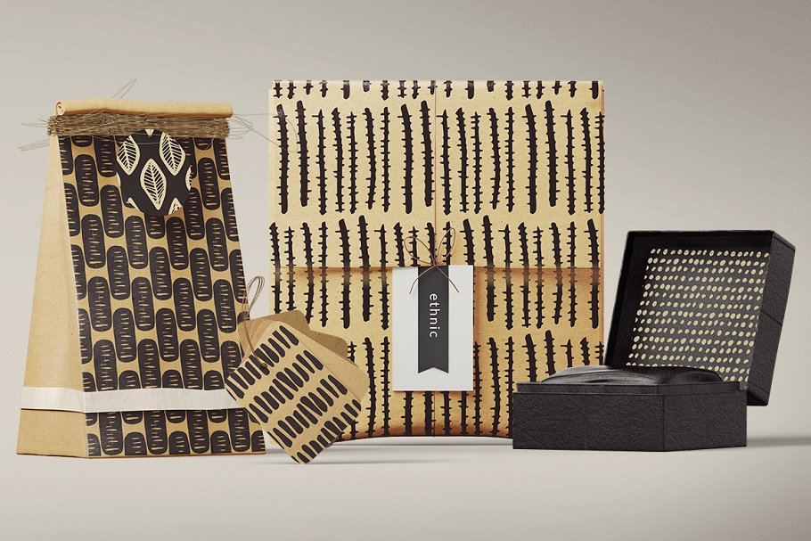 返璞归真传统部落文化图案背景纹理 Ethnic Handdrawn Patterns插图(1)