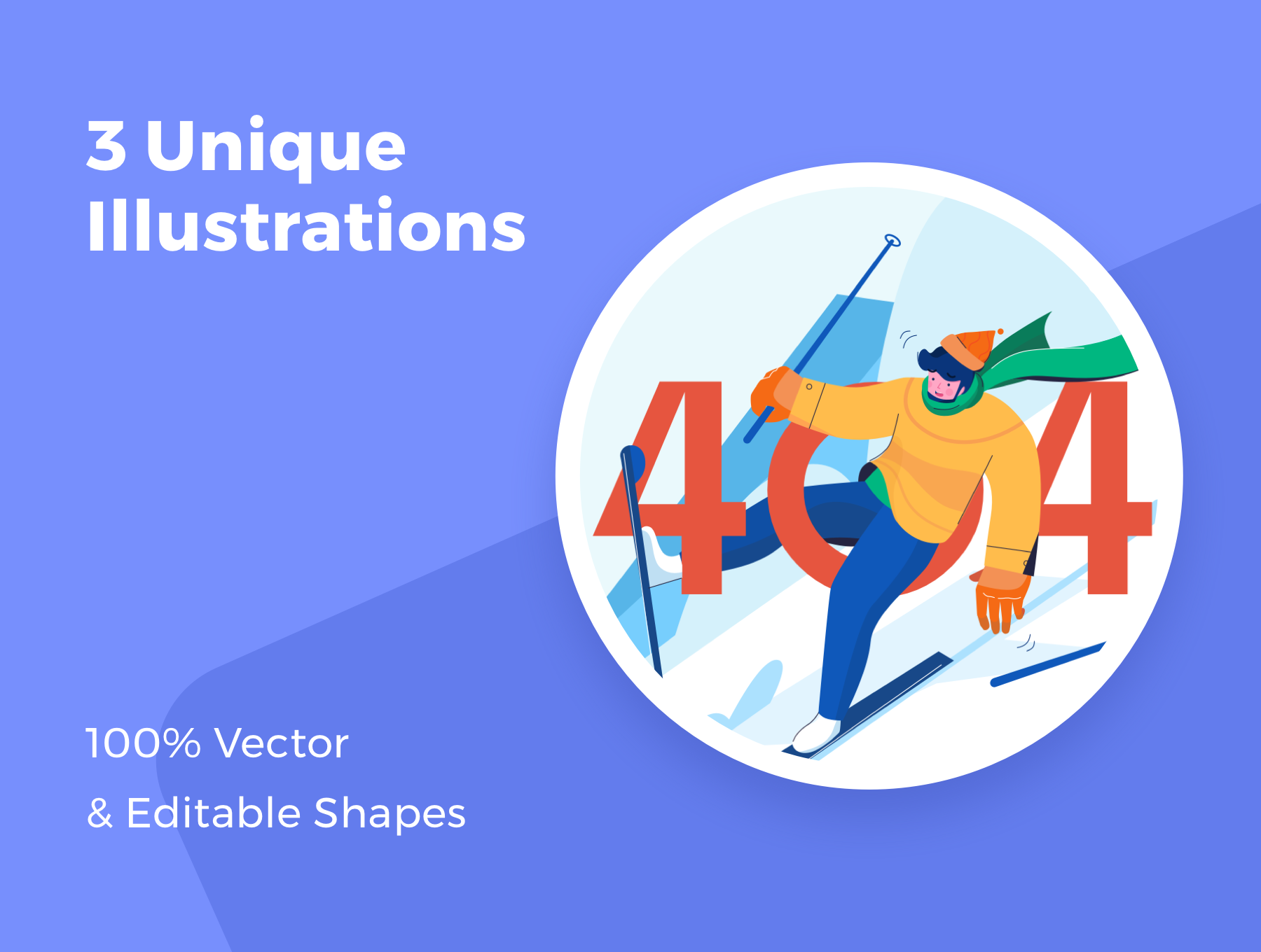 素材库下午茶：冬季雪地主题网站404错误页面矢量插画素材插图(3)