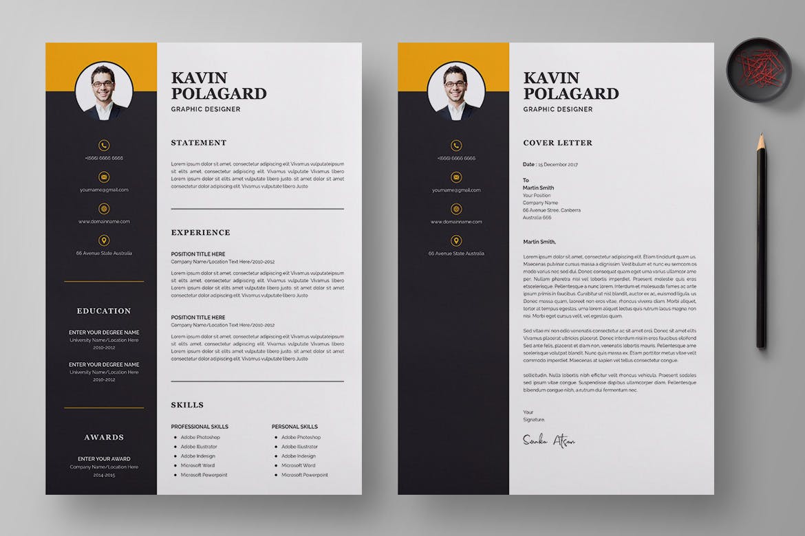 经典两列式排版风格电子素材库精选简历模板v2 Professional and Modern CV / Resume Template插图(2)