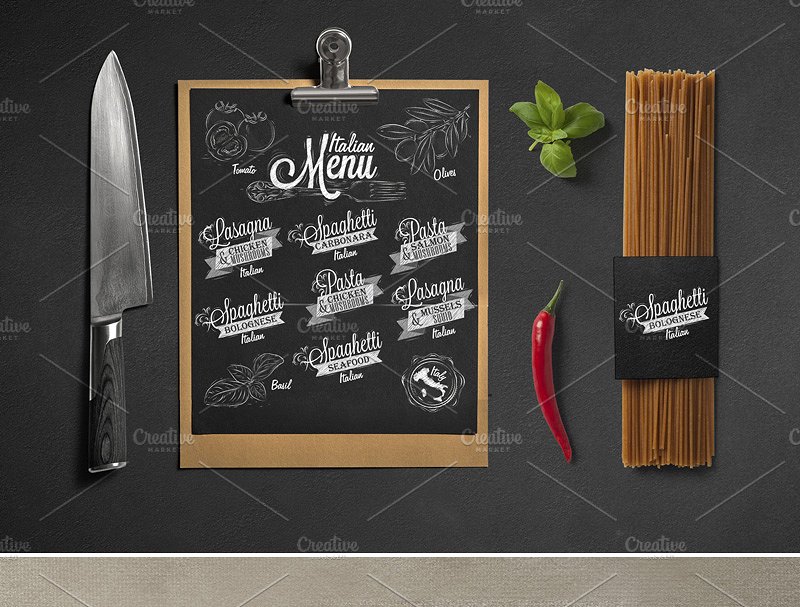 意大利餐馆菜单插画 Menu Italian插图