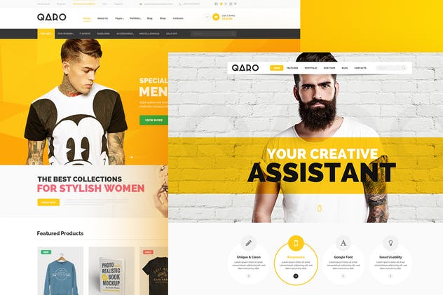 创意产品现代简约风PSD网站模板 QARO – Clean & Modern PSD Template插图(2)