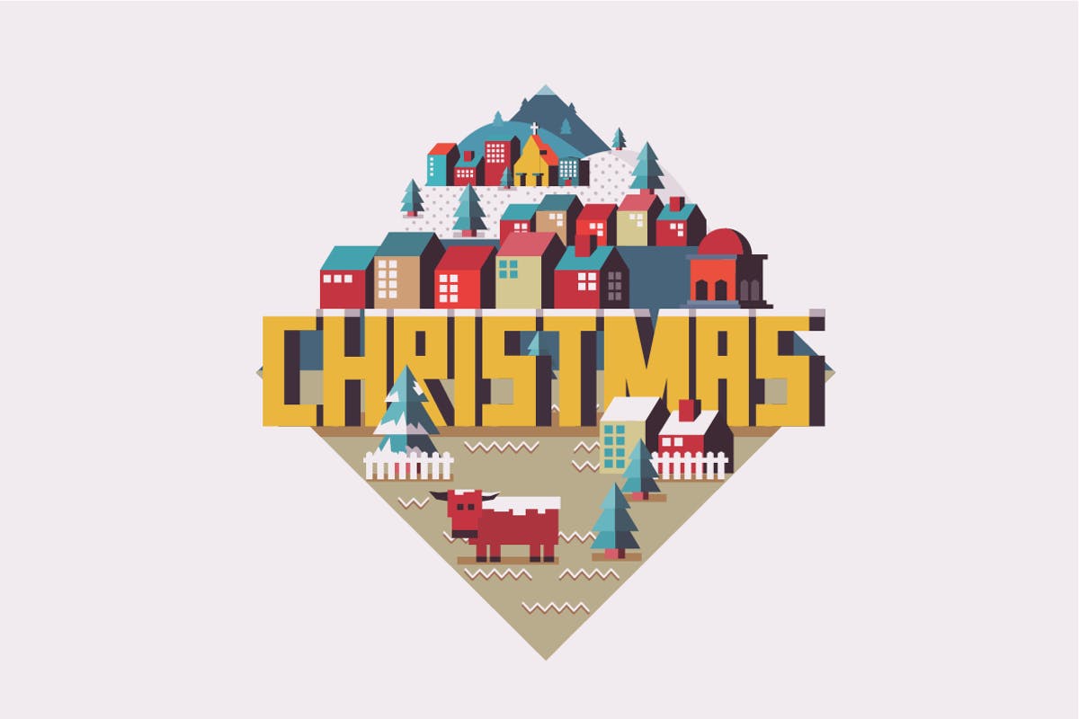 圣诞节节日场景2.5D概念插画 Xmas time插图