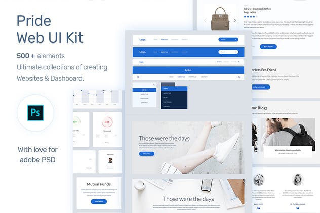 Web&APP开发/电商应用 Web UI 模板UI套件 Pride – Web UI Kit插图(1)