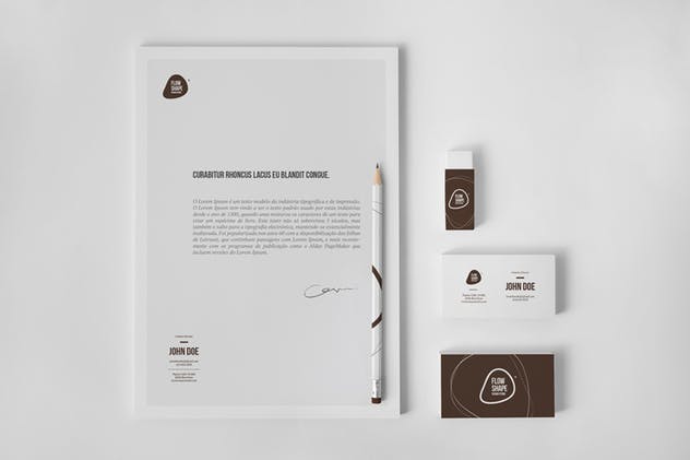 简约时尚多种尺寸名片/A4纸样机模板 Multi-dimension Branding / Identity Mock-up 4插图(2)