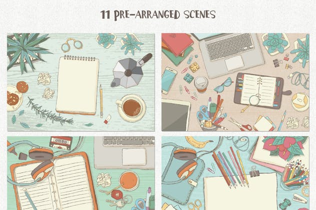 手绘插画风格场景设计素材包 Illustrated Scene Creator插图(9)