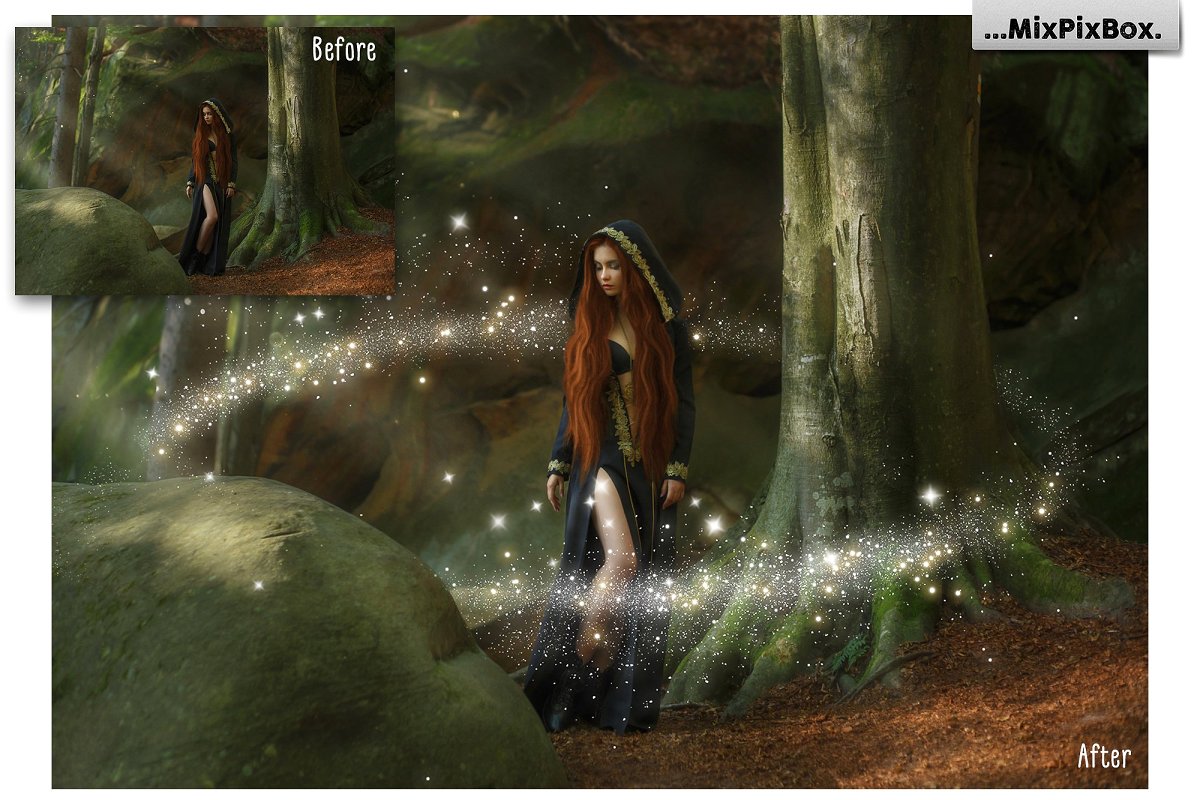 浪漫黑夜金萤火虫照片叠层插图(2)