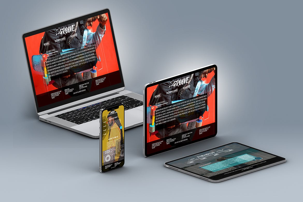 超高分辨率等距多设备响应式设计预览样机PSD模板 Isometric Multi-Device PSD Mock-ups 2019插图(2)