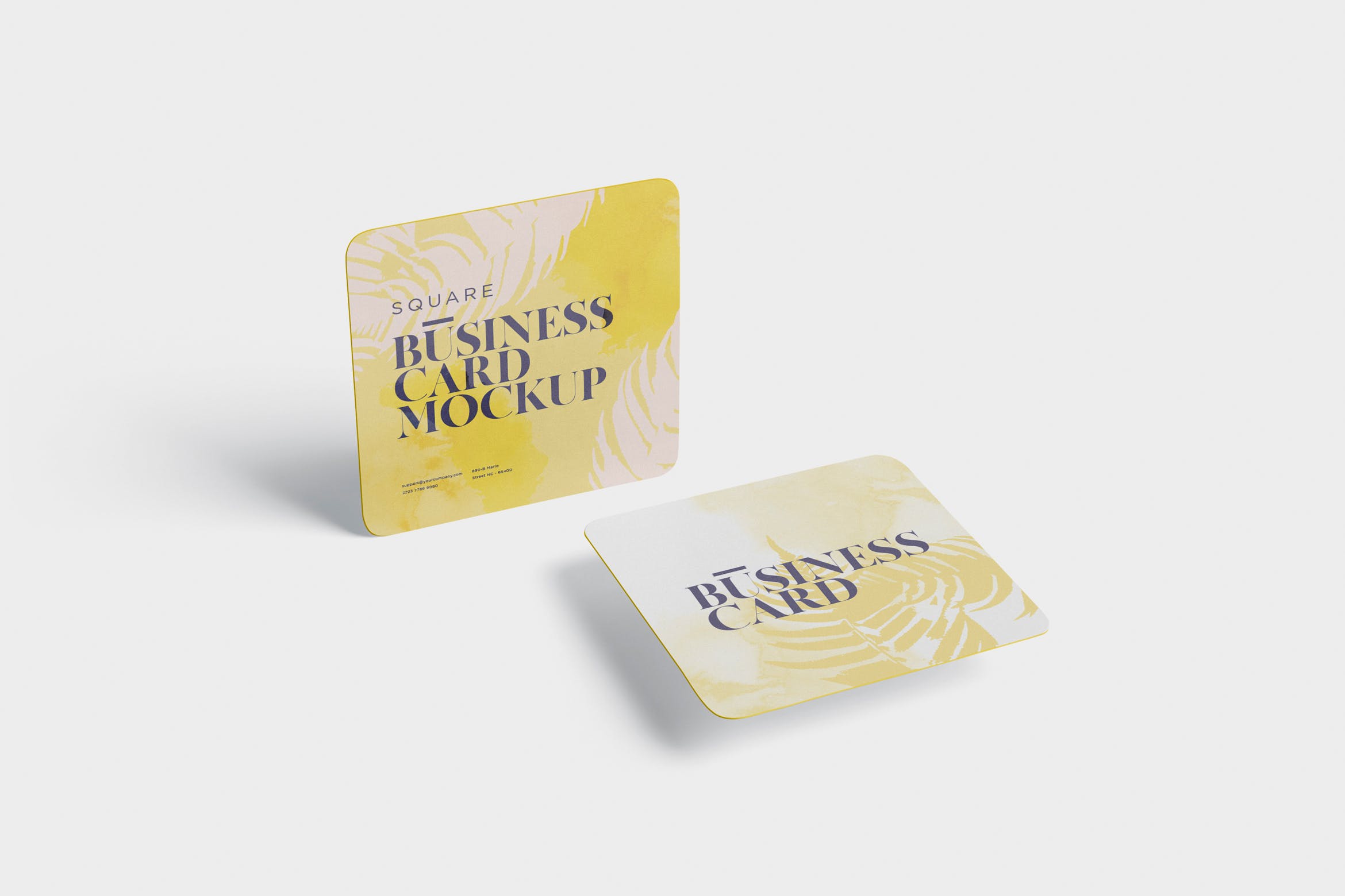 圆角设计风格企业名片效果图素材库精选 Business Card Mockup – Square Round Corner插图