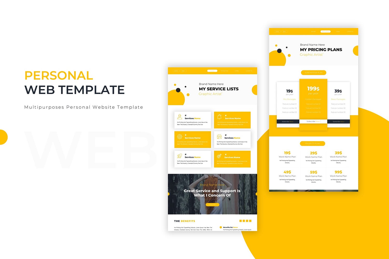 橙色设计风格设计师网站PSD模板 Personal | PSD Web Template插图(3)
