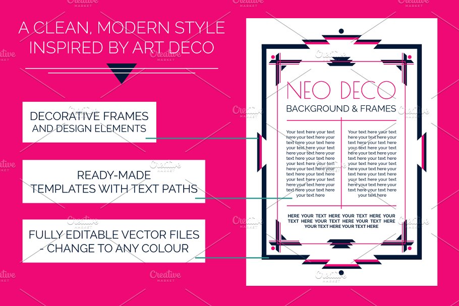 几何扁平风格图形框架装饰模板 Geometic Frames and Design Templates插图(4)