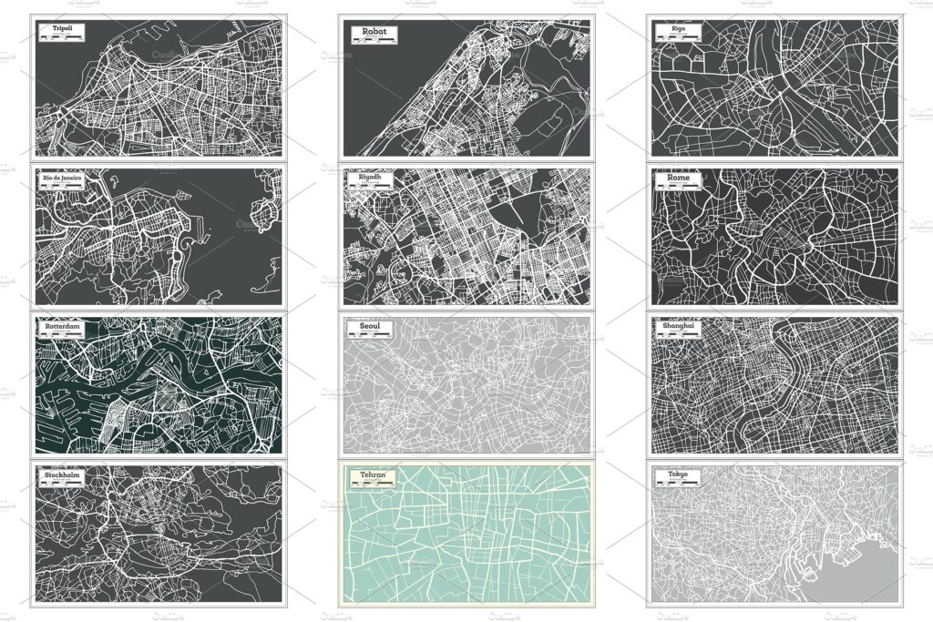 52款手绘地图素材合集下载[ai,eps,psd]插图(10)
