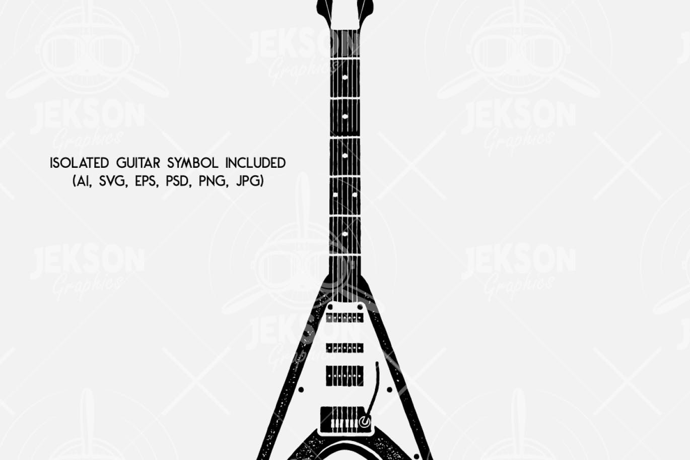 T恤复古设计风格摇滚音乐主题印花图案插画 Music Rock n Roll Print for T-Shirt, Retro Design插图(6)