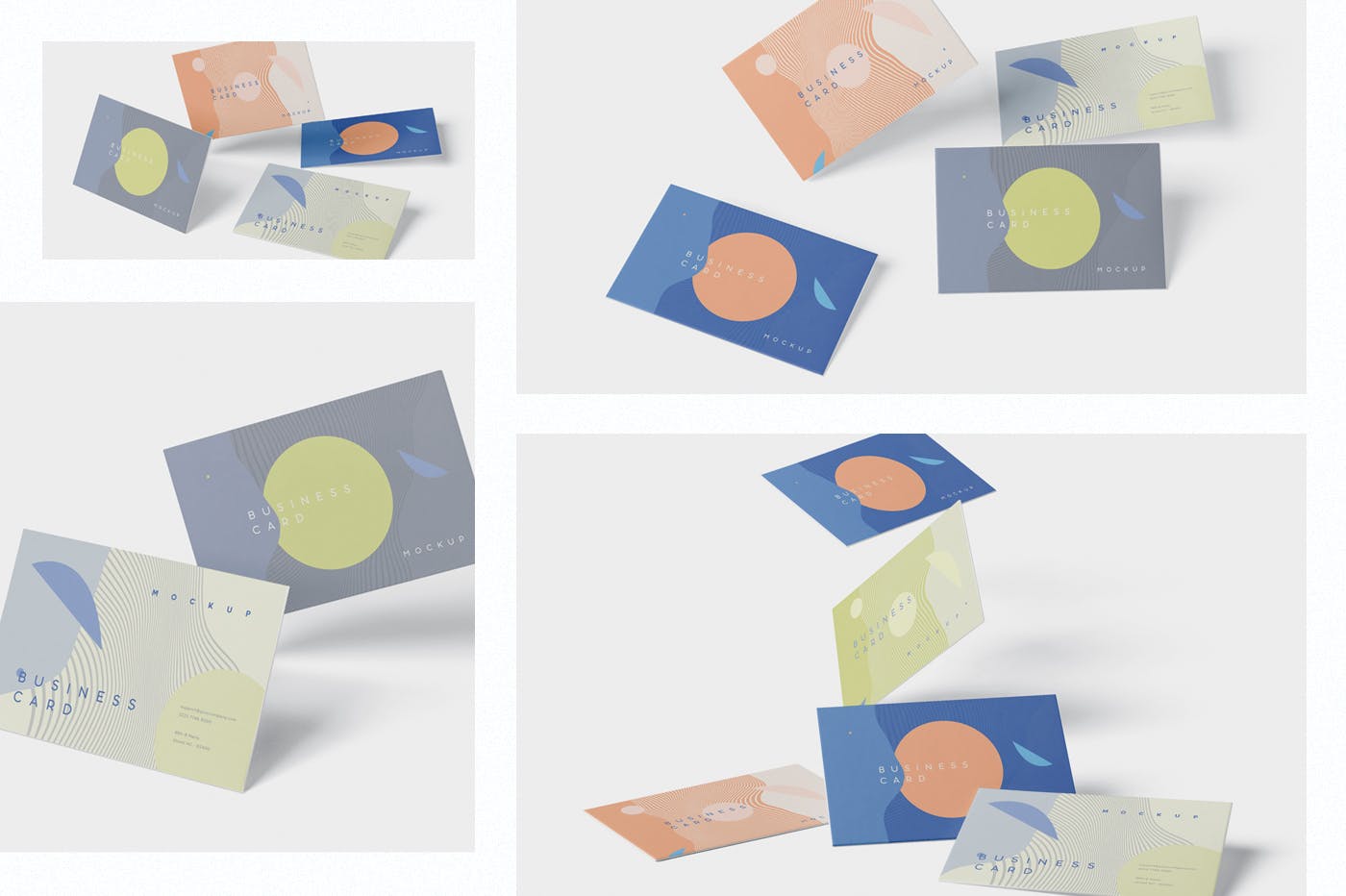 企业名片设计散落效果图样机模板 Business Card Mock-Up插图(1)