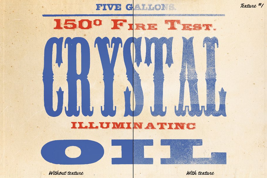 活版印刷套件：5款高分辨率油墨纹理+1款英文字体 Letterpress textures Kit 1插图(1)