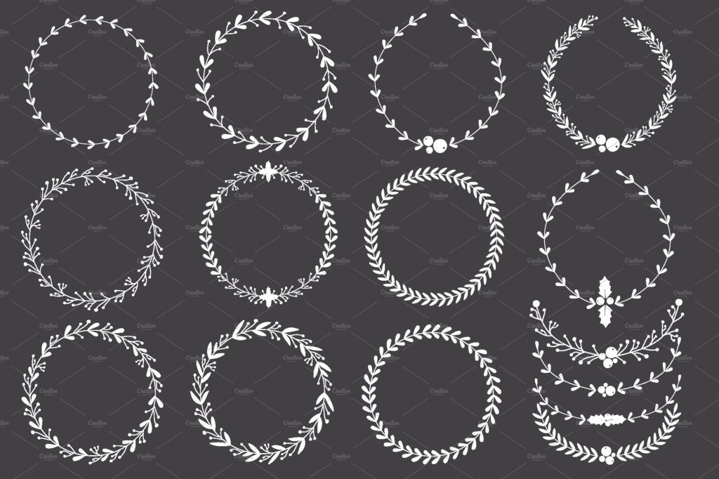 手绘无缝矢量圣诞花卉边框素材下载[eps]插图(10)