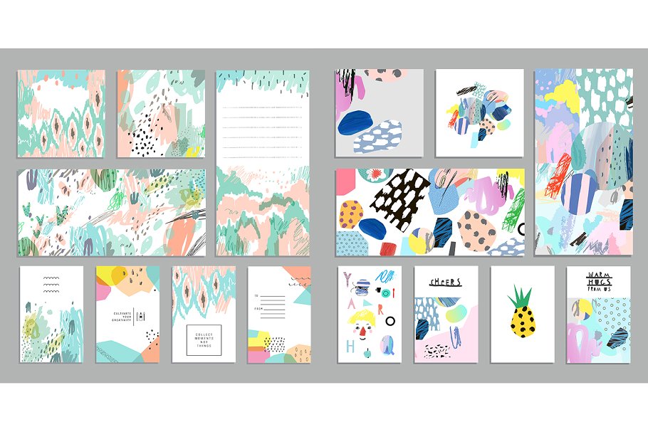 巨量涂鸦水彩手绘风格卡片/海报/邀请函/header模板！ HUGE graphic set插图(8)