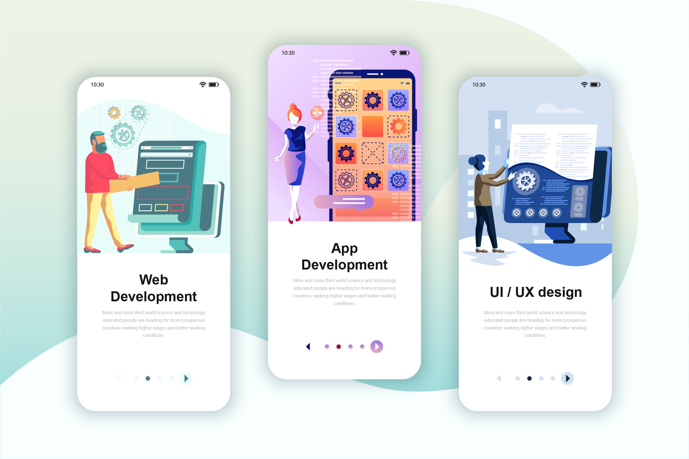 IT开发/UI设计素材库精选概念插画APP引导页模板 Instagram Stories Onboarding Screens Mobile App插图