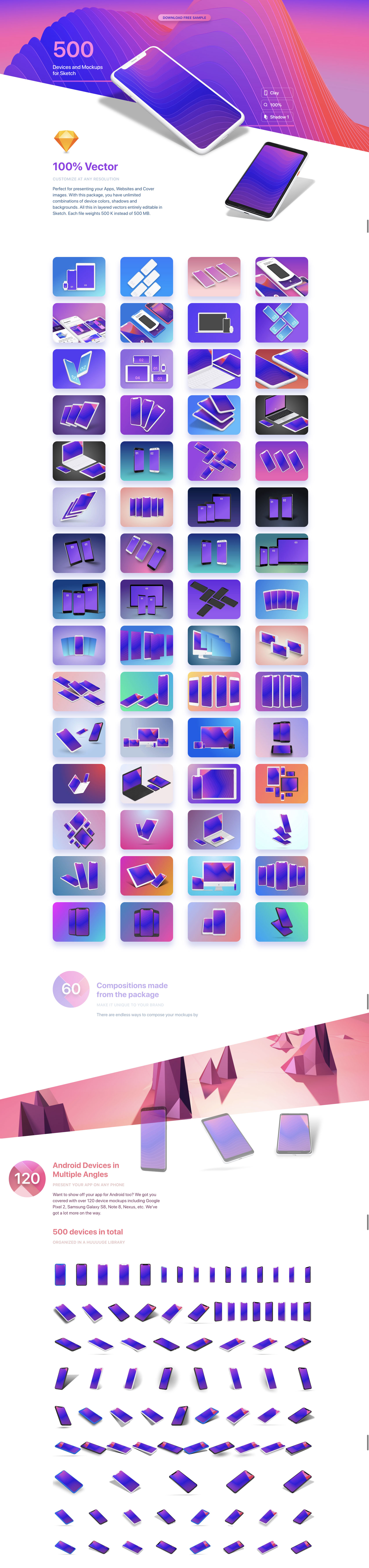 素材库下午茶：超级漂亮的苹果安装UI设计展示模型Mockups下载[iPhone X，Android,iPad，Sketch,1.32GB]插图