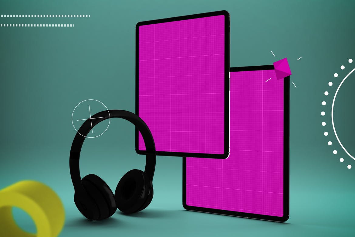 抽象设计风格iPad Pro平板电脑APP设计屏幕预览样机 Abstract iPad Pro Music App插图(12)