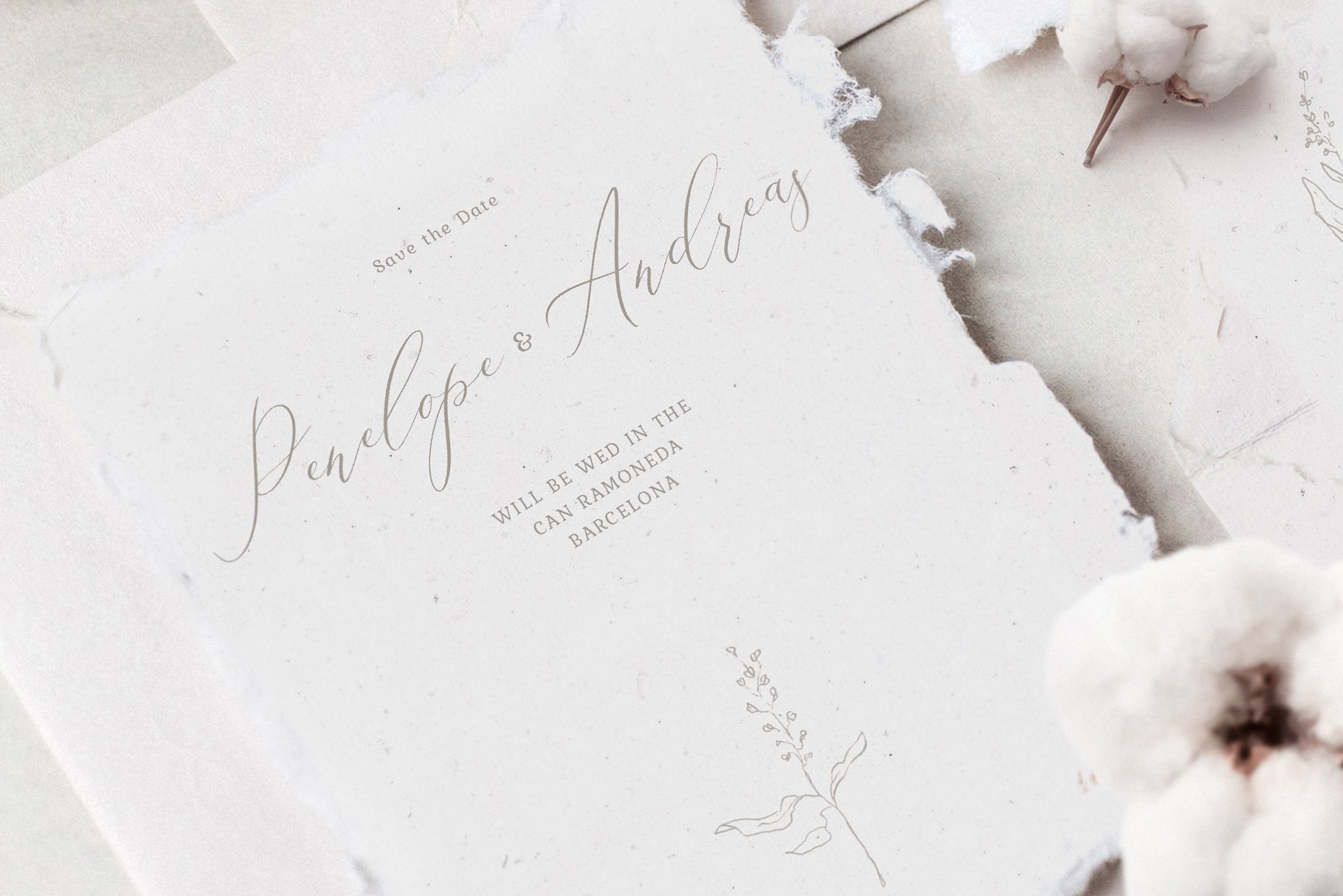 高雅花卉图案婚礼邀请函设计模板 Elegant Floral Wedding Suite插图(1)