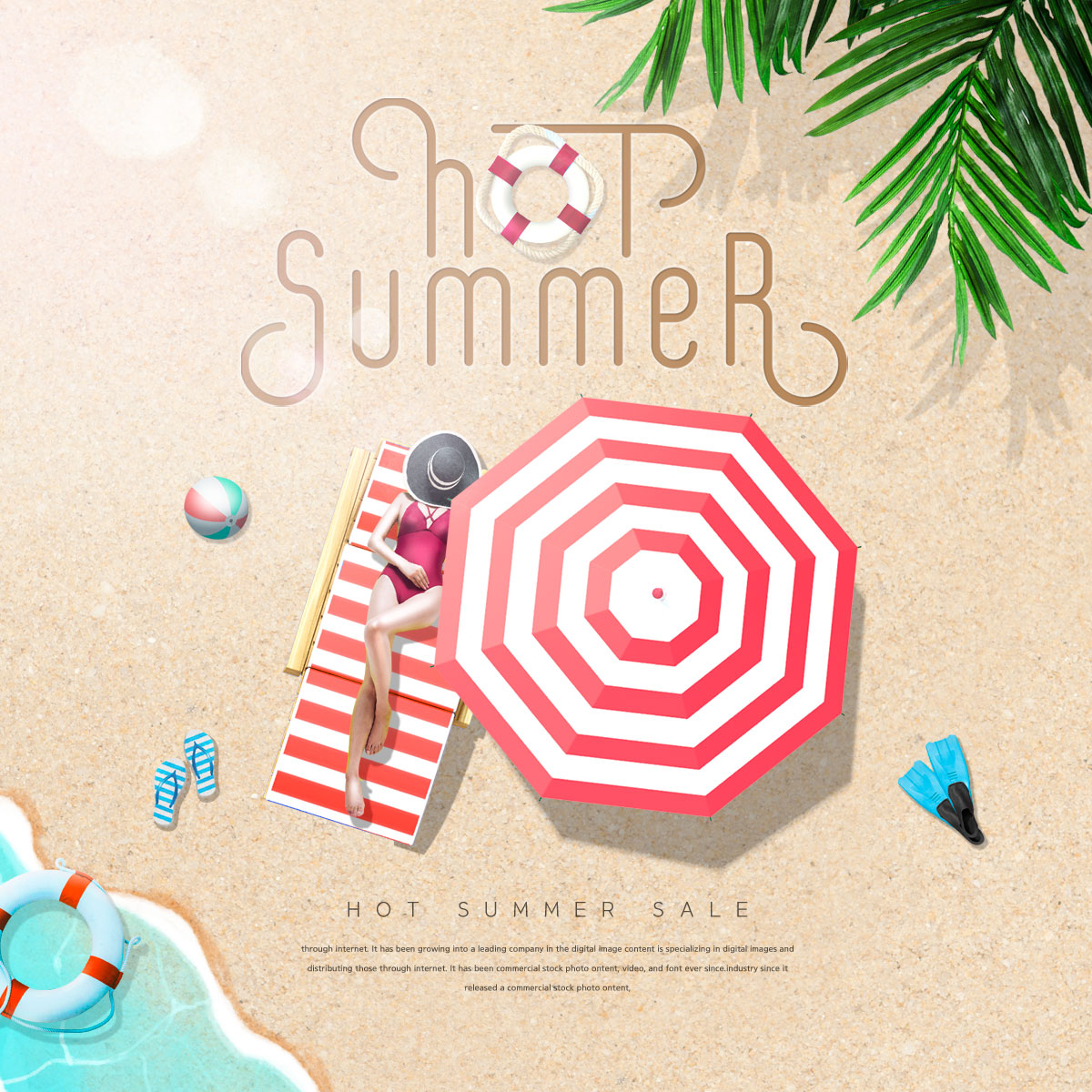 夏季沙滩活动相关主题创意宣传海报设计插图