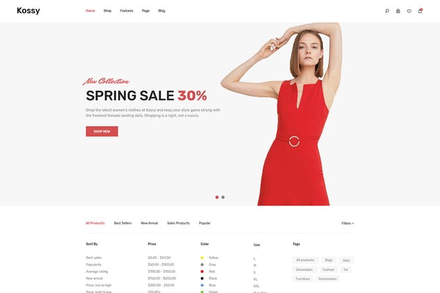 极简主义电子商务网站PSD模板 Kossy | Minimalist eCommerce PSD Template插图(1)