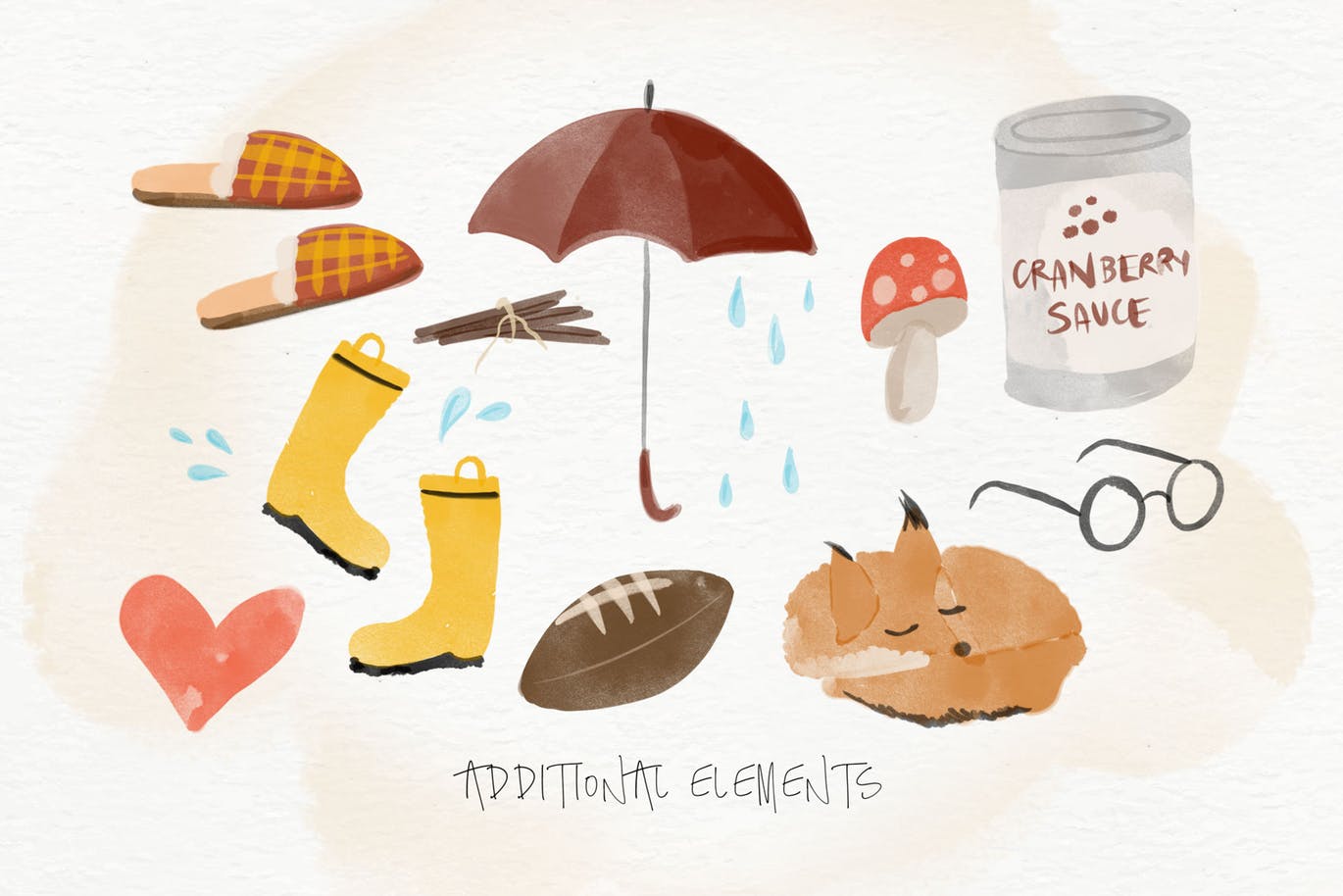 秋天主题水彩手绘图案设计素材包 Autumn Watercolor Kit插图(9)