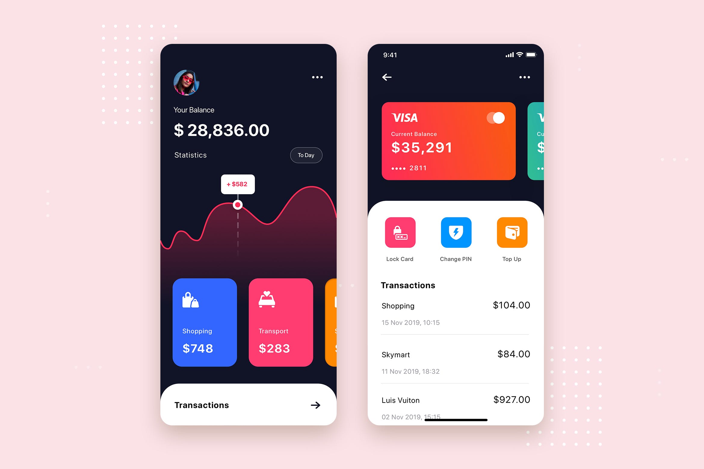 网上银行APP应用用户界面UI设计模板 Bank App UI Kit Template插图