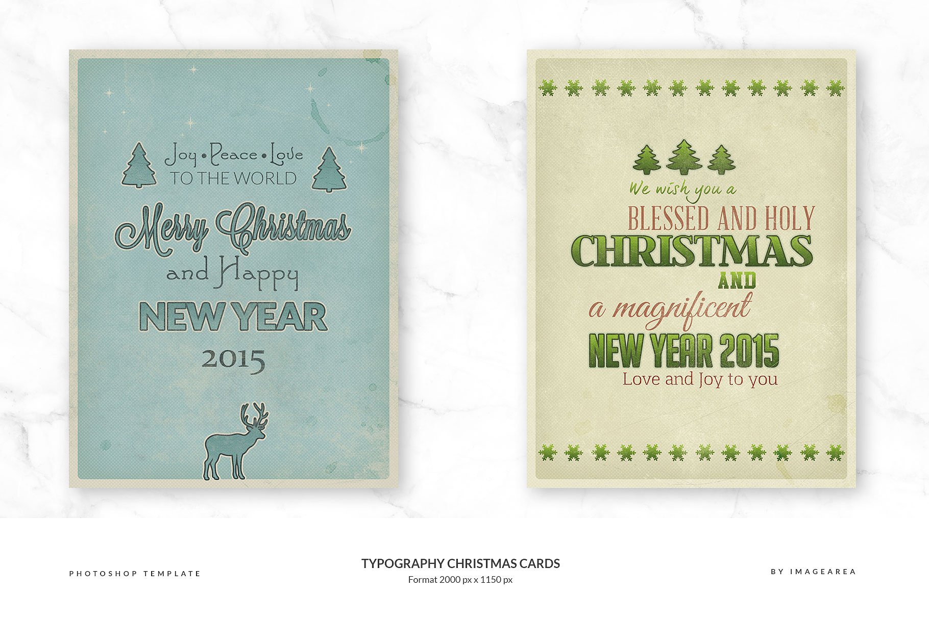 古典风格圣诞节活动贺卡模板 Typography Christmas Cards插图(4)