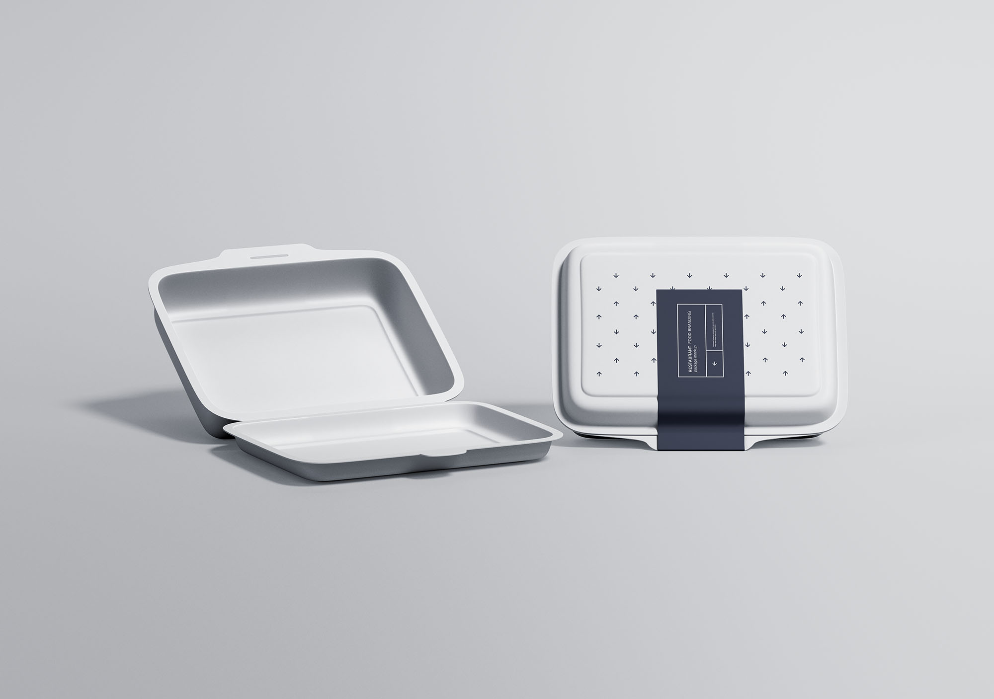 高端餐厅外带外卖包装盒设计图素材库精选模板 Restaurant Food Packaging Mockup插图