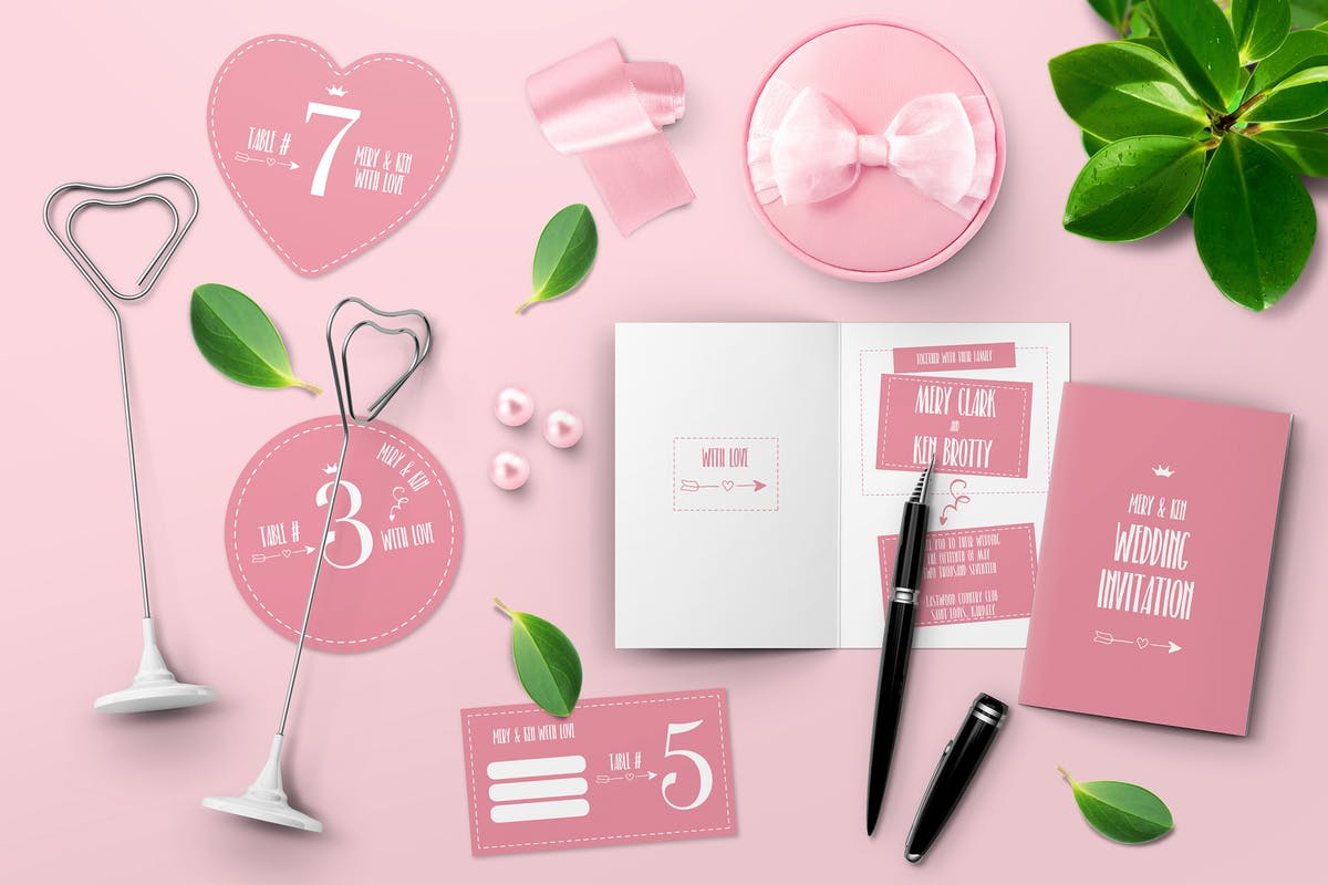 婚礼宴会桌子号码牌设计样机 Table Card Holder Mockups插图