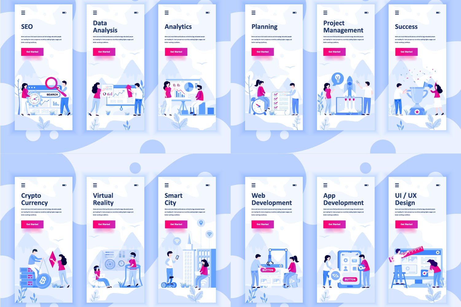 55+行业主题概念插画APP启动页引导页设计模板合集v1 BIG Collection Instagram Stories Onboarding Screen插图(4)