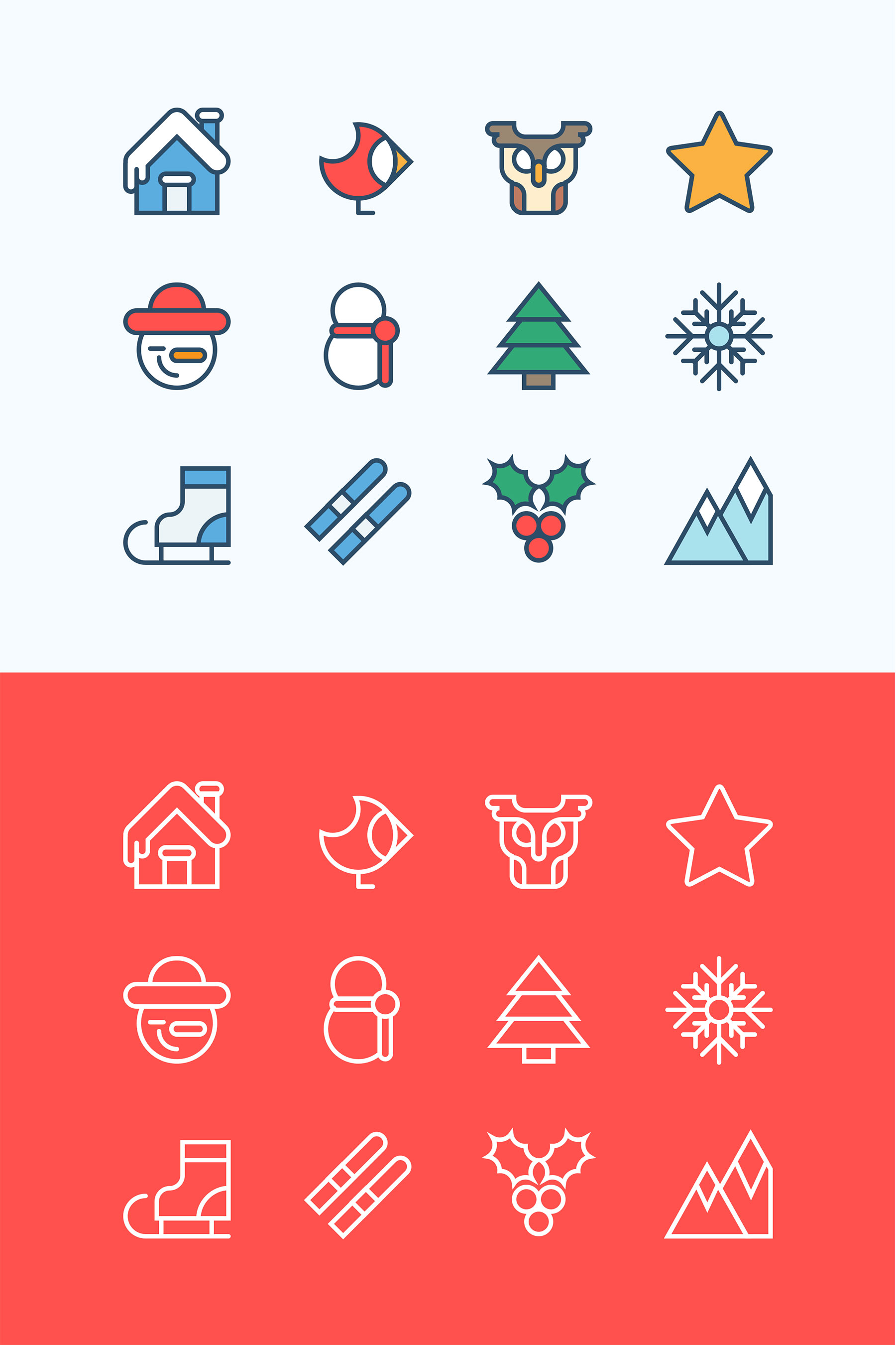 圣诞节扁平图标