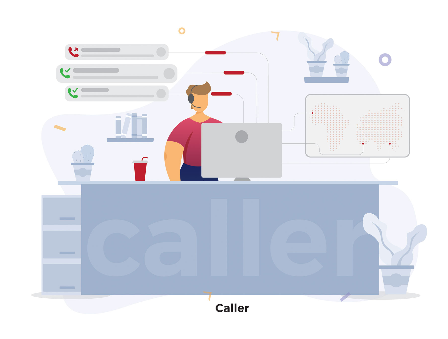互联网CRM业务概念扁平化风格插画下载[Ai]插图(1)